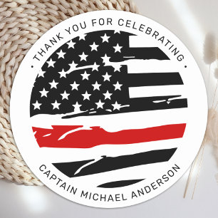 Firefighter Retirement Party Thin Red Line  Classic Round Sticker