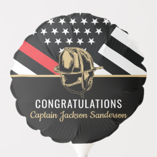 Firefighter Retirement Party Thin Red Line Flag Balloon