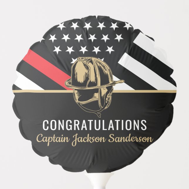 Firefighter Retirement Party Thin Red Line Flag Balloon (Front)