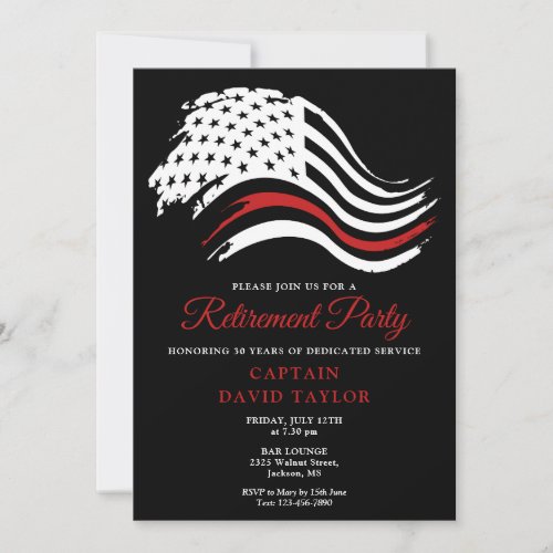 Firefighter Retirement Party Thin Red Line Flag