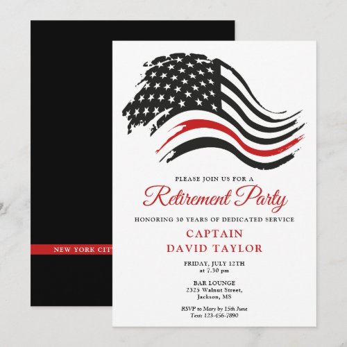 Firefighter Retirement Party Thin Red Line Flag