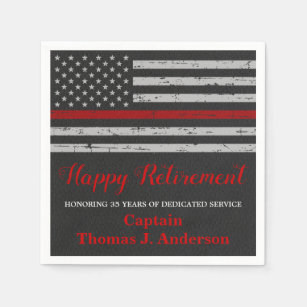 Firefighter Retirement Party Thin Red Line Flag Napkins