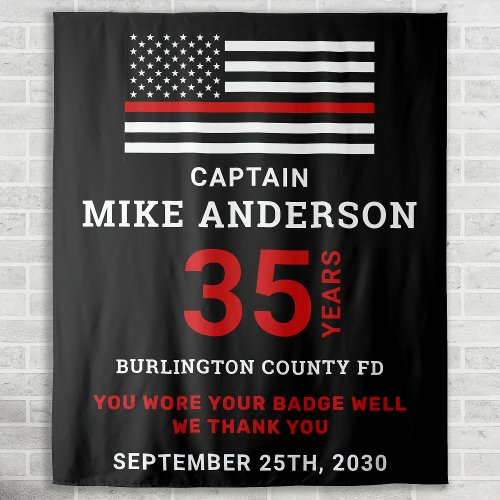 Firefighter Retirement Party Thin Red Line Flag Tapestry