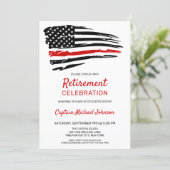 Firefighter Retirement Party Thin Red Line Invitation (Standing Front)