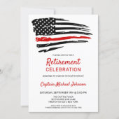 Firefighter Retirement Party Thin Red Line Invitation (Front)