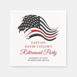Firefighter Retirement Party Thin Red Line Napkins