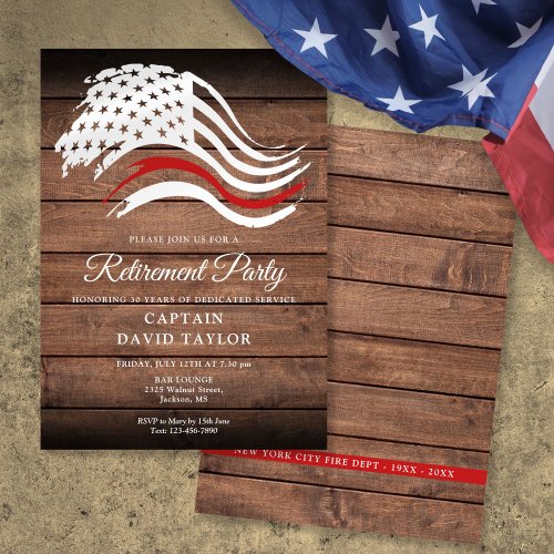 Firefighter Retirement Party Thin Red Line Rustic