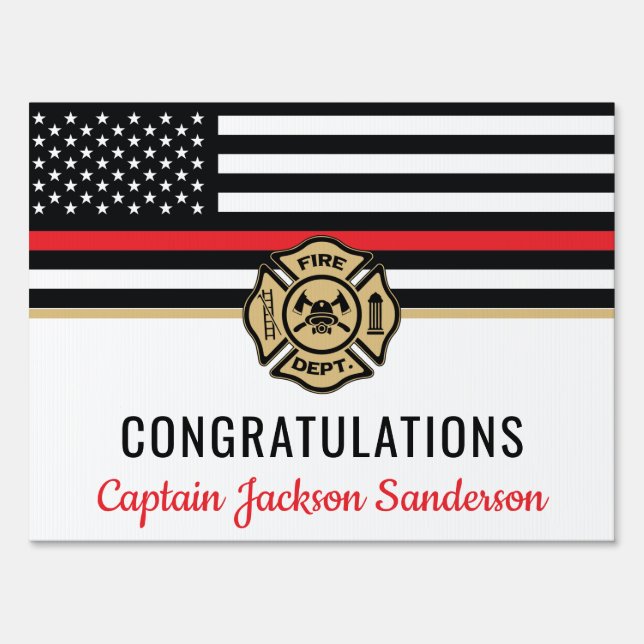 Firefighter Retirement Party Thin Red Line Sign (Front)