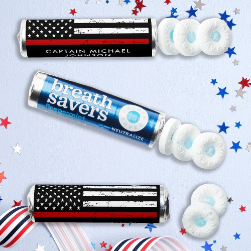 Firefighter Retirement Personalized Thin Red Line Breath Savers Mints