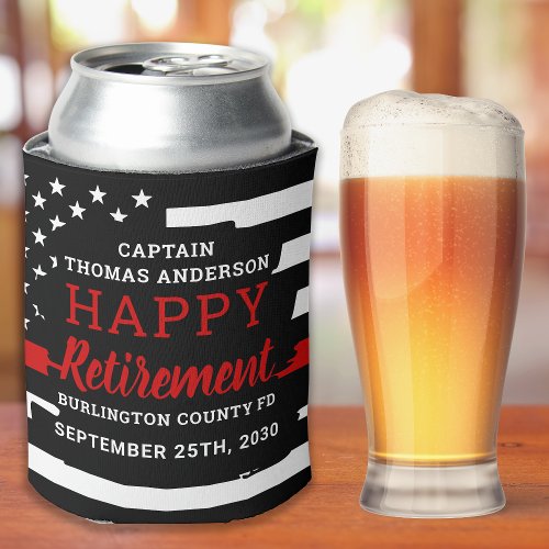 Firefighter Retirement Personalized Thin Red Line Can Cooler