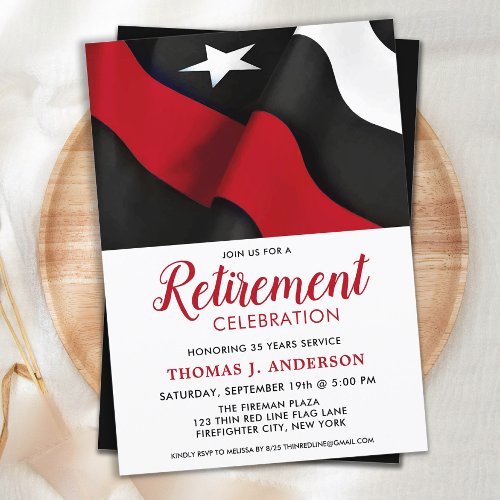 Firefighter Retirement Personalized Thin Red Line  Invitation