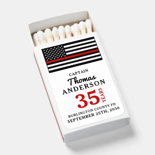 Firefighter Retirement Personalized Thin Red Line Matchboxes