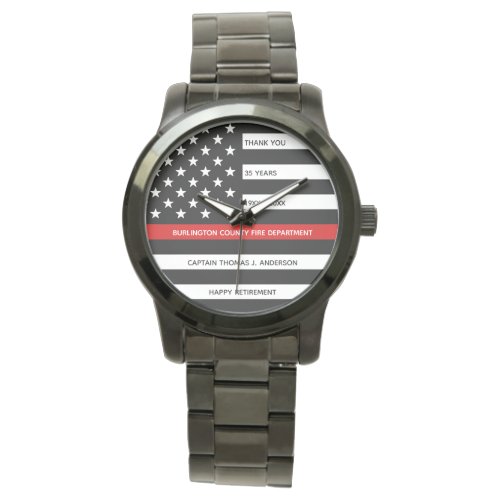 Firefighter Retirement Personalized Thin Red Line Watch