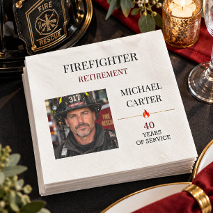 Firefighter Retirement Photo Years of Service Napkins