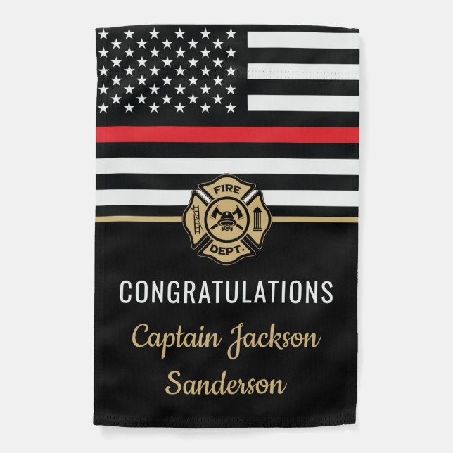 Firefighter Retirement Red Line Congrats Garden Flag (Front)