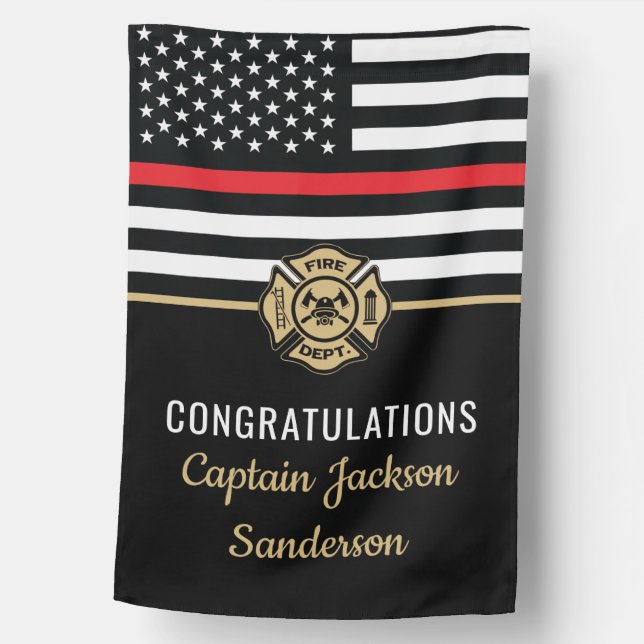 Firefighter Retirement Red Line Congrats House Flag (Front)