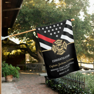 Firefighter Retirement Red Line Fire Department House Flag