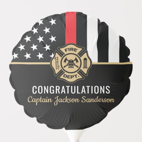 Firefighter Retirement Red Line Fire Flag Balloon