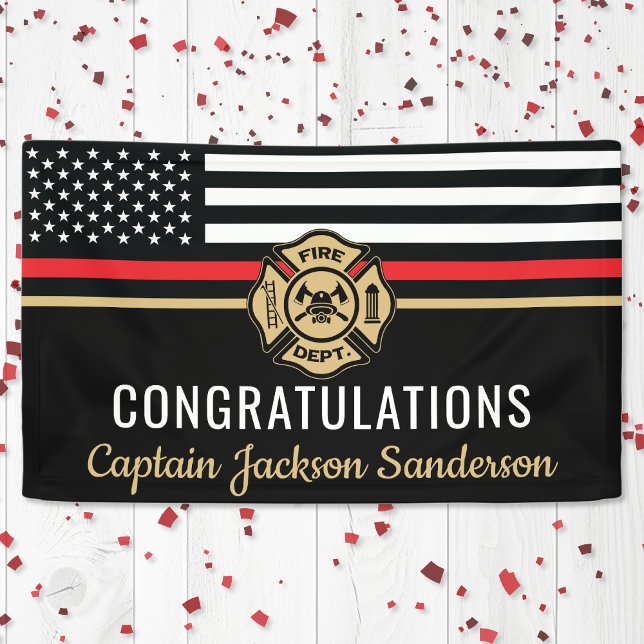 Firefighter Retirement Red Line Flag Congrats Banner (Firefighter Retirement Red Line Flag Congrats Banner)