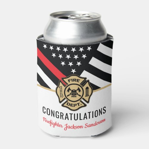 Firefighter Retirement Red Line Flag Congrats Can Cooler