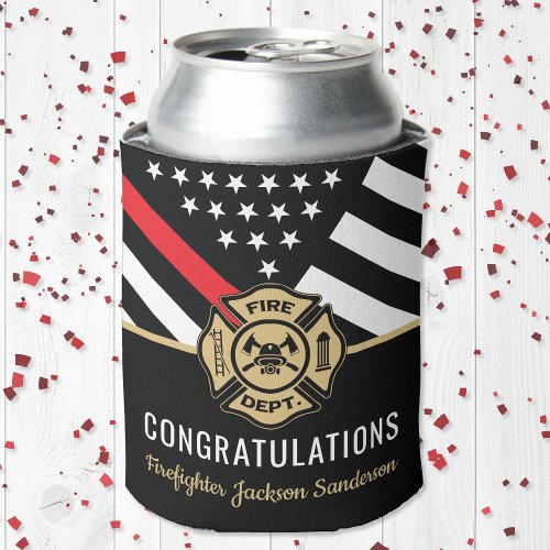 Firefighter Retirement Red Line Flag Congrats Can Cooler
