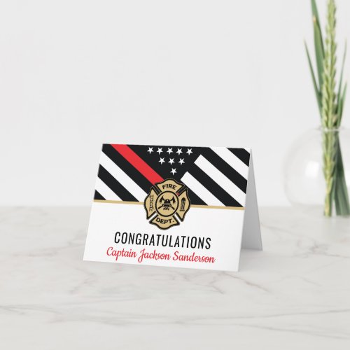 Firefighter Retirement Red Line Flag Congrats Card