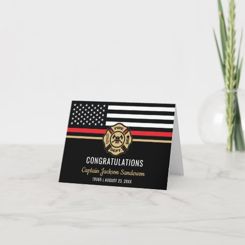 Firefighter Retirement Red Line Flag Congrats Card