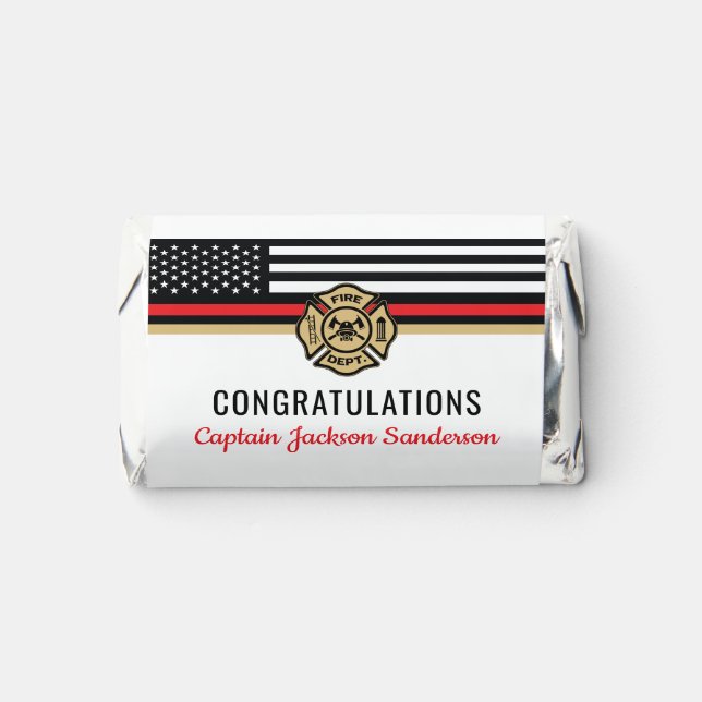 Firefighter Retirement Red Line Flag Congrats Hershey's Miniatures (Front)