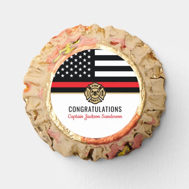 Firefighter Retirement Red Line Flag Congrats Reese's Peanut Butter Cups (Front)