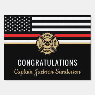 Firefighter Retirement Red Line Flag Congrats Sign