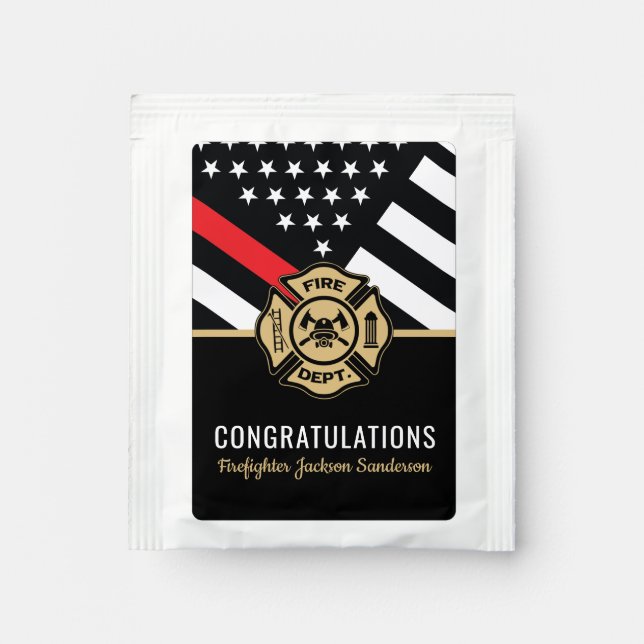 Firefighter Retirement Red Line Flag Congrats Tea Bag Drink Mix (Front)