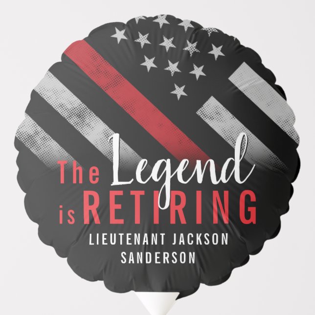 Firefighter Retirement Red Line Flag Fireman Balloon (Front)