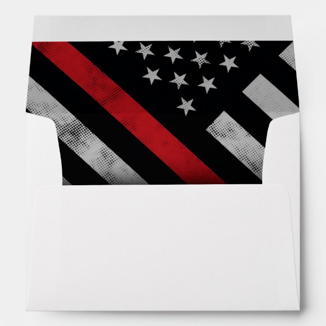 Firefighter Retirement Red Line Flag Fireman Envelope (Back (Bottom))