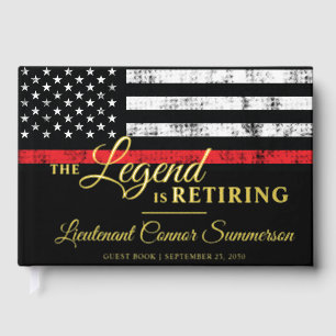 Firefighter Retirement Red Line Flag Fireman Foil Guest Book
