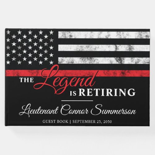 Firefighter Retirement Red Line Flag Fireman Guest Book