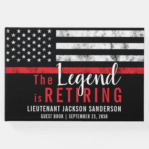 Firefighter Retirement Red Line Flag Fireman Guest Book