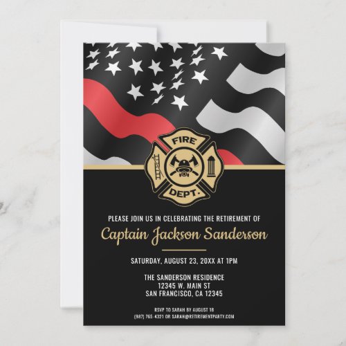 Firefighter Retirement Red Line Flag Fireman