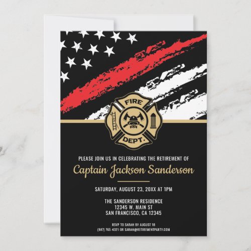 Firefighter Retirement Red Line Flag Fireman