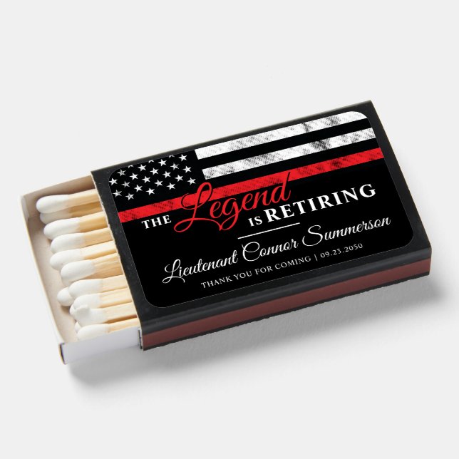Firefighter Retirement Red Line Flag Fireman Matchboxes (Front Open)