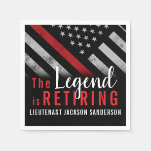 Firefighter Retirement Red Line Flag Fireman Napkins