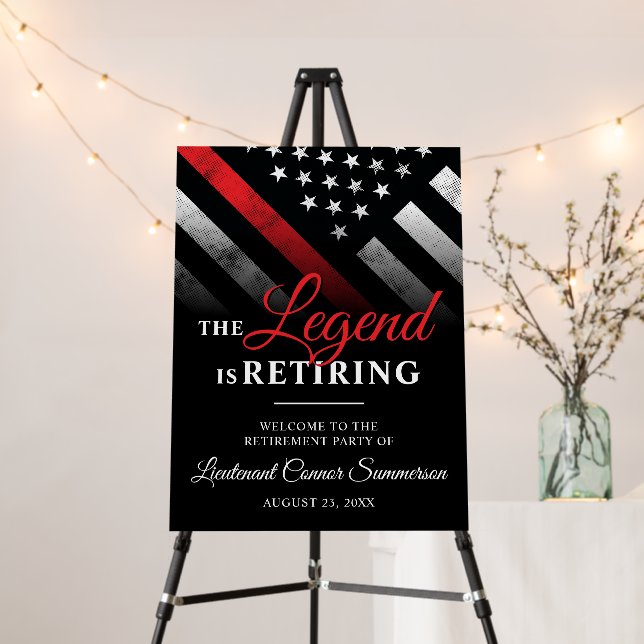 Firefighter Retirement Red Line Flag Welcome Foam Board (In Situ (Stand))