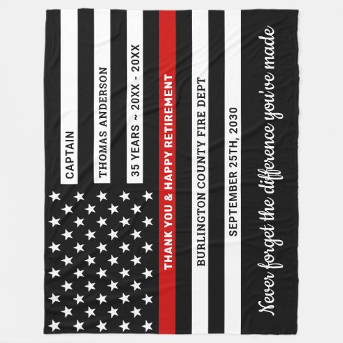 Firefighter Retirement Service Thin Red Line Flag