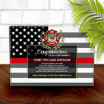 Firefighter Retirement Thin Red Line Acrylic Award<br><div class="desc">Classic thin red line firefighter flag and gold Maltese cross & laurel wreath design for this beautiful retirement keepsake. Be sure to edit all the text fields to make it 100% personalized.</div>