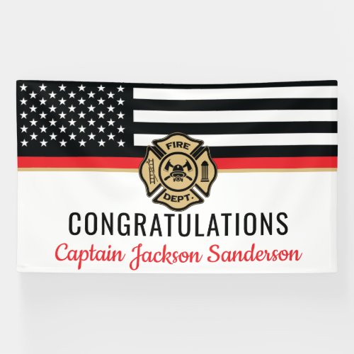 Firefighter Retirement Thin Red Line Congrats Banner