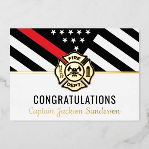 Firefighter Retirement Thin Red Line Congrats Card