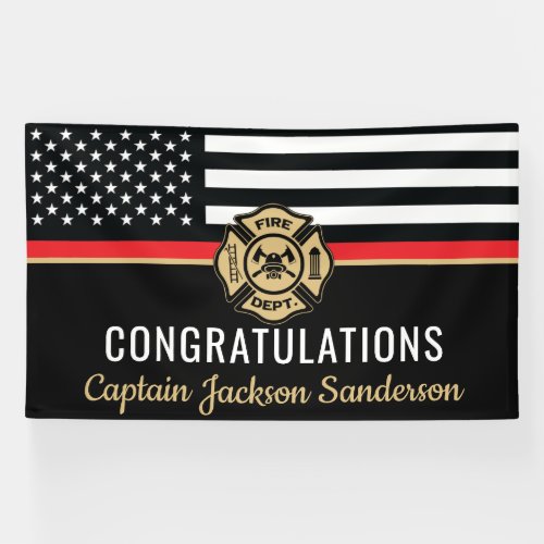 Firefighter Retirement Thin Red Line Flag Congrats Banner