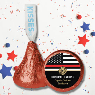 Firefighter Retirement Thin Red Line Flag Congrats Hershey®'s Kisses®