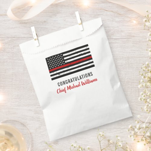 Firefighter Retirement Thin Red Line Flag Favor Bag