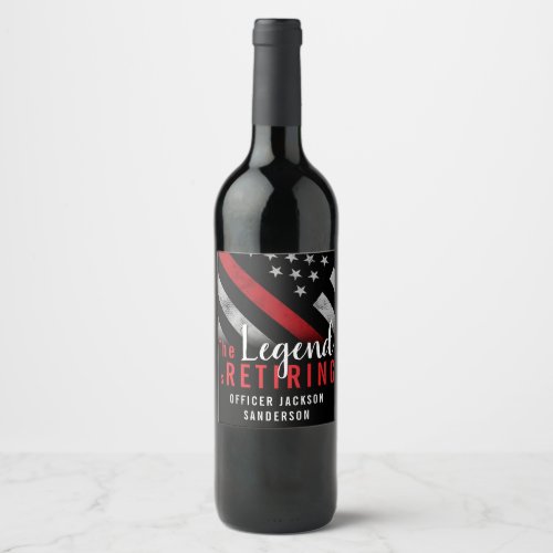 Firefighter Retirement Thin Red Line Flag Fireman Wine Label