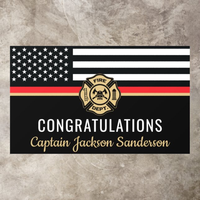 Firefighter Retirement Thin Red Line Flag Party Floor Decals (Insitu)